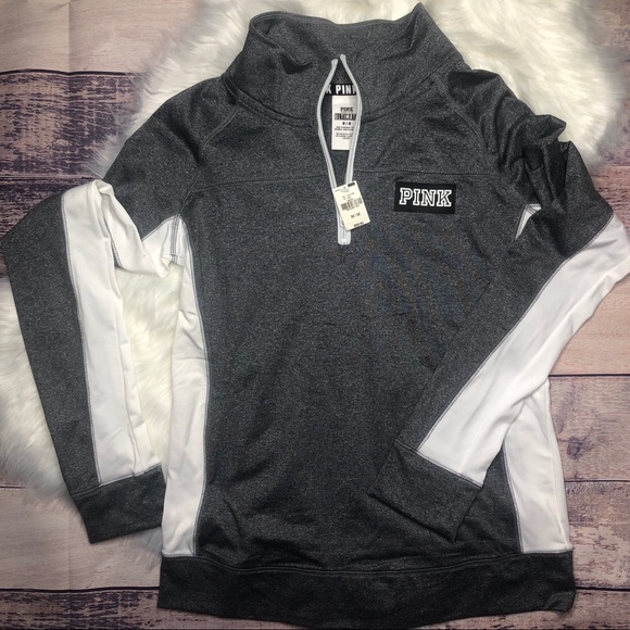 PINK Victoria’s Secret Grey/White Quarter-Zip - Picture 5 of 6